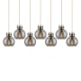 Innovations Lighting Newton Sphere 7 Light 52" Wide Linear Pendant Brushed Brass / Light Smoke