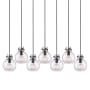 Innovations Lighting Newton Sphere 7 Light 52" Wide Linear Pendant Matte Black / Seedy