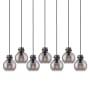 Innovations Lighting Newton Sphere 7 Light 52" Wide Linear Pendant Matte Black / Light Smoke