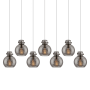 Innovations Lighting Newton Sphere 7 Light 52" Wide Linear Pendant Polished Nickel / Light Smoke