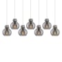Innovations Lighting Newton Sphere 7 Light 52" Wide Linear Pendant Brushed Satin Nickel / Light Smoke