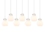 Innovations Lighting Newton Sphere 7 Light 52" Wide Linear Pendant Brushed Satin Nickel / White