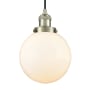Innovations Lighting Beacon Single Light 8" Wide Mini Pendant with Adjustable Cord Antique Brass / Matte White Cased