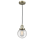 Innovations Lighting Beacon Single Light 6" Wide Mini Pendant with Adjustable Cord Antique Brass / Seedy