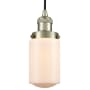 Innovations Lighting Dover 5" Wide Mini Cord Hung Pendant Antique Brass / Matte White Cased