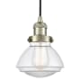 Innovations Lighting Olean 7" Wide Mini Cord Hung Pendant Antique Brass / Clear