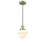 Innovations Lighting Small Oxford Single Light 8" Wide Mini Pendant with Adjustable Cord Antique Brass / Matte White Cased
