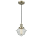 Innovations Lighting Small Oxford Single Light 8" Wide Mini Pendant with Adjustable Cord Antique Brass / Seedy