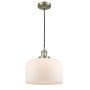 Innovations Lighting X-Large Bell Single Light 12" Wide Pendant Antique Brass / Matte White Cased