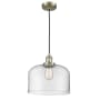 Innovations Lighting X-Large Bell Single Light 12" Wide Pendant Antique Brass / Clear