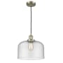 Innovations Lighting X-Large Bell Single Light 12" Wide Pendant Antique Brass / Seedy