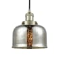 Innovations Lighting Large Bell 8" Wide Mini Pendant - Cord Suspension Antique Brass / Silver Mercury
