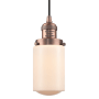 Innovations Lighting Dover 5" Wide Mini Cord Hung Pendant Antique Copper / Matte White Cased
