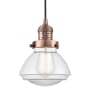 Innovations Lighting Olean 7" Wide Mini Cord Hung Pendant Antique Copper / Clear