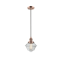 Innovations Lighting Small Oxford Single Light 8" Wide Mini Pendant with Adjustable Cord Antique Copper / Clear