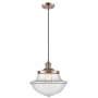 Innovations Lighting Large Oxford 12" Wide Single Pendant - Cord Suspension Antique Copper / Clear