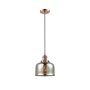 Innovations Lighting Large Bell 8" Wide Mini Pendant - Cord Suspension Antique Copper / Silver Mercury