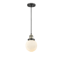 Innovations Lighting Beacon Single Light 6" Wide Mini Pendant with Adjustable Cord Black Antique Brass / Matte White Cased
