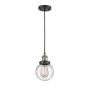 Innovations Lighting Beacon Single Light 6" Wide Mini Pendant with Adjustable Cord Black Antique Brass / Seedy