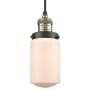 Innovations Lighting Dover 5" Wide Mini Cord Hung Pendant Black Antique Brass / Matte White Cased
