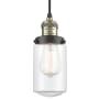 Innovations Lighting Dover 5" Wide Mini Cord Hung Pendant Black Antique Brass / Clear