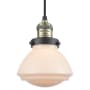 Innovations Lighting Olean 7" Wide Mini Cord Hung Pendant Black Antique Brass / Matte White
