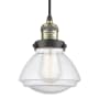 Innovations Lighting Olean 7" Wide Mini Cord Hung Pendant Black Antique Brass / Seedy
