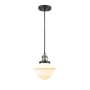 Innovations Lighting Small Oxford Single Light 8" Wide Mini Pendant with Adjustable Cord Black Antique Brass / Matte White Cased