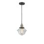 Innovations Lighting Small Oxford Single Light 8" Wide Mini Pendant with Adjustable Cord Black Antique Brass / Clear