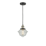 Innovations Lighting Small Oxford Single Light 8" Wide Mini Pendant with Adjustable Cord Black Antique Brass / Seedy
