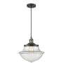 Innovations Lighting Large Oxford 12" Wide Single Pendant - Cord Suspension Black Antique Brass / Clear