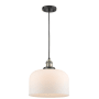 Innovations Lighting X-Large Bell Single Light 12" Wide Pendant Black Antique Brass / Matte White Cased