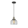 Innovations Lighting Large Bell 8" Wide Mini Pendant - Cord Suspension Black Antique Brass / Seedy