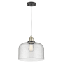 Innovations Lighting X-Large Bell Single Light 12" Wide Pendant Black Antique Brass / Seedy