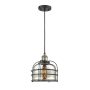 Innovations Lighting Large Bell Cage 9" Wide Mini Pendant - Cord Suspension Black Antique Brass / Silver Plated Mercury