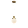Innovations Lighting Beacon Single Light 6" Wide Mini Pendant with Adjustable Cord Brushed Brass / Matte White Cased