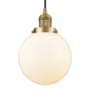 Innovations Lighting Beacon Single Light 8" Wide Mini Pendant with Adjustable Cord Brushed Brass / Matte White Cased