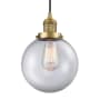 Innovations Lighting Beacon Single Light 8" Wide Mini Pendant with Adjustable Cord Brushed Brass / Clear