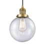 Innovations Lighting Beacon Single Light 8" Wide Mini Pendant with Adjustable Cord Brushed Brass / Seedy
