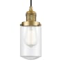 Innovations Lighting Dover 5" Wide Mini Cord Hung Pendant Brushed Brass / Clear
