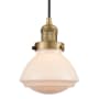 Innovations Lighting Olean 7" Wide Mini Cord Hung Pendant Brushed Brass / Matte White