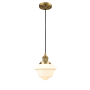Innovations Lighting Small Oxford Single Light 8" Wide Mini Pendant with Adjustable Cord Brushed Brass / Matte White Cased