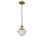 Innovations Lighting Small Oxford Single Light 8" Wide Mini Pendant with Adjustable Cord Brushed Brass / Clear