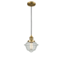 Innovations Lighting Small Oxford Single Light 8" Wide Mini Pendant with Adjustable Cord Brushed Brass / Seedy