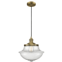 Innovations Lighting Large Oxford 12" Wide Single Pendant - Cord Suspension Brushed Brass / Seedy