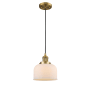 Innovations Lighting Large Bell 8" Wide Mini Pendant - Cord Suspension Brushed Brass / Matte White Cased