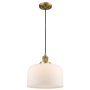 Innovations Lighting X-Large Bell Single Light 12" Wide Pendant Brushed Brass / Matte White Cased