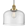 Innovations Lighting X-Large Bell Single Light 12" Wide Pendant Brushed Brass / Clear