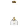 Innovations Lighting Large Bell 8" Wide Mini Pendant - Cord Suspension Brushed Brass / Seedy
