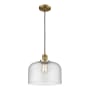 Innovations Lighting X-Large Bell Single Light 12" Wide Pendant Brushed Brass / Seedy